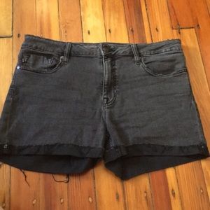 Dark Gray Distressed Jean Shorts